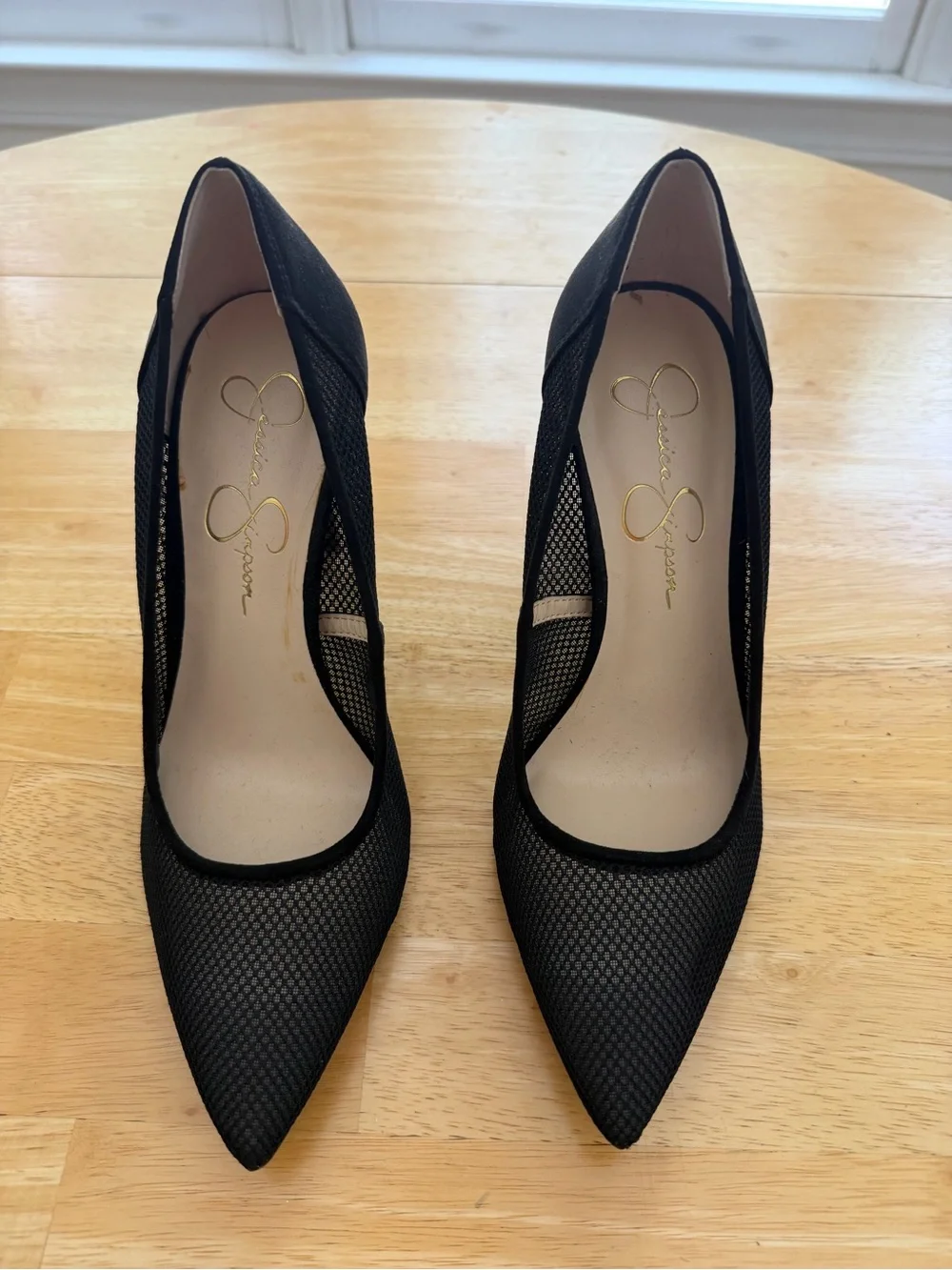 Jessica Simpson Black Mesh Pointed Pumps